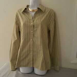 Olive Green & White Classic Button down Long Sleeve Shirt size 14 Gold Label